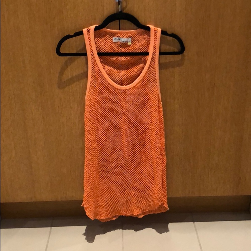Athleticwear: Light orange mesh racer back tank